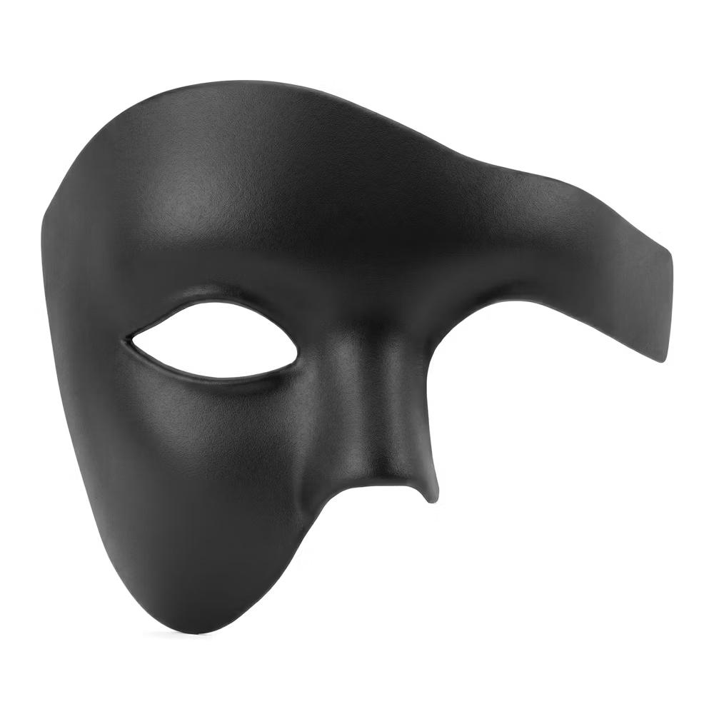 Plastic Half Face Mask for Halloween Costume Party and Mysterious Black Decor