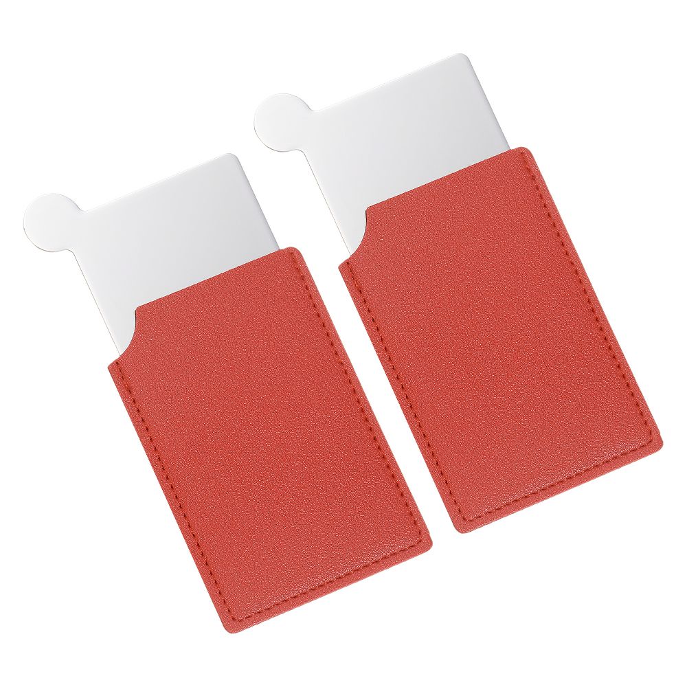 Small Rectangle Travel Women Portable Pocket Mirror with Leather Case 2 Pcs - Image 17