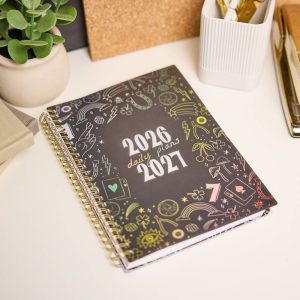 Happy Brands 6.3"x8.5" 2026-2027 Organized Lucky Day Small 12 Months Twin Loop Dated Student Planner