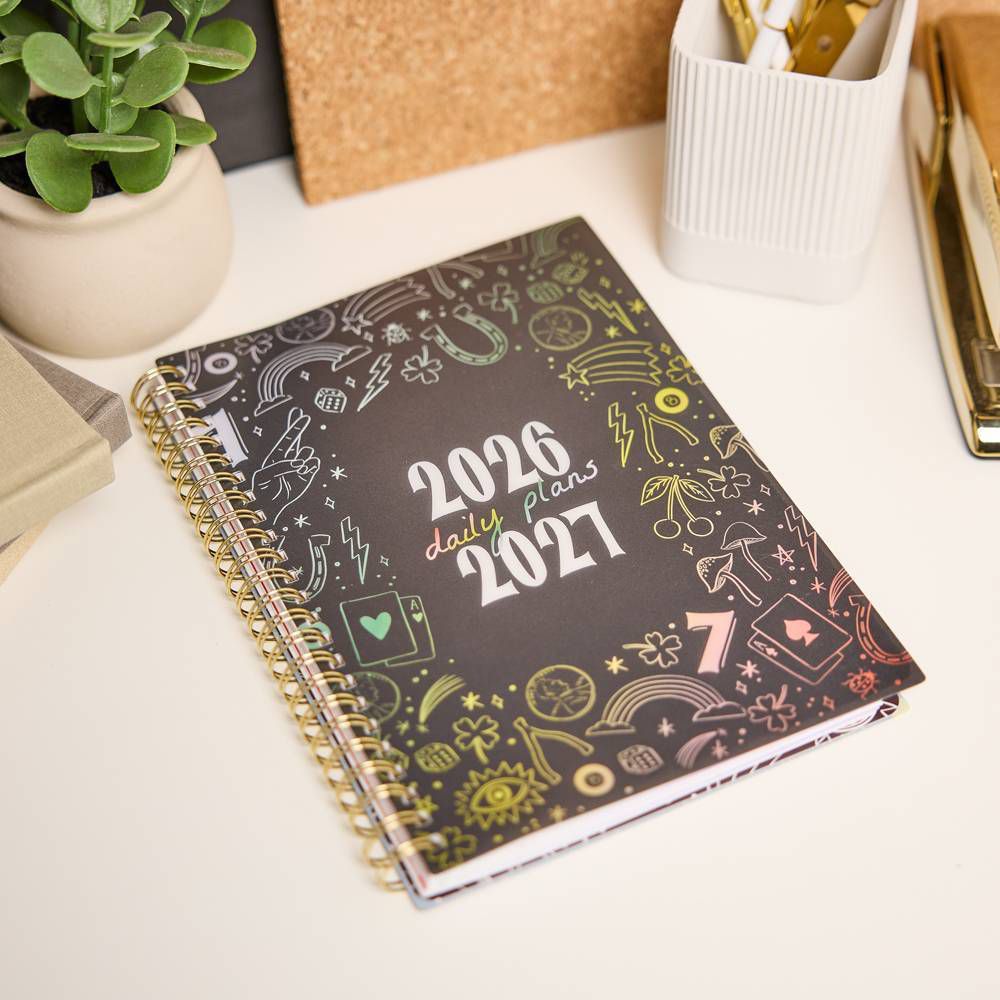 Happy Brands 6.3"x8.5" 2026-2027 Organized Lucky Day Small 12 Months Twin Loop Dated Student Planner