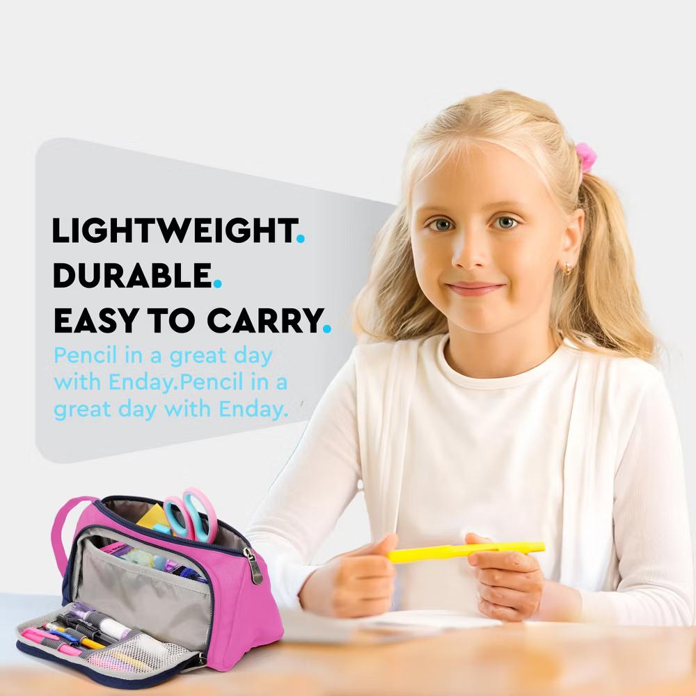 Large Capacity Pencil Case, 3-Compartment Zipper Pencil Pouch, Cute Pencil Case Organizer - Image 18