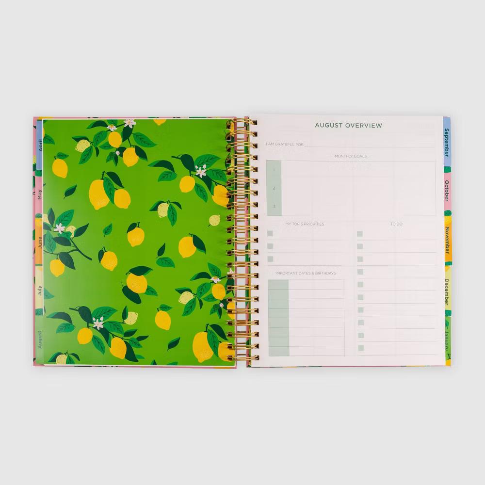 Pulsar Eco Products 9"x11" 2026-2027 Planner Large Hardcover Spiral Pink Lemons 15 months - Image 5