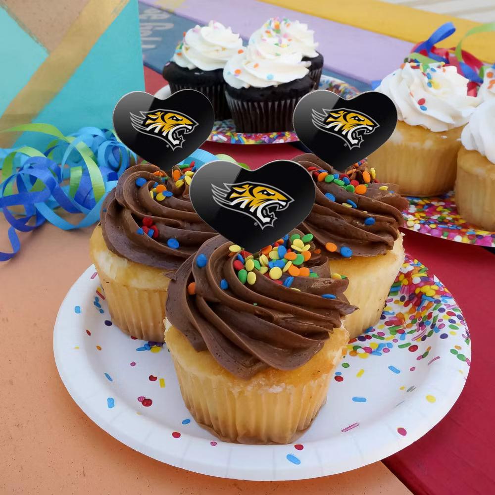 Towson University Tigers Logo Heart Love Cupcake Picks Toppers Decoration Set of 6 - Image 5