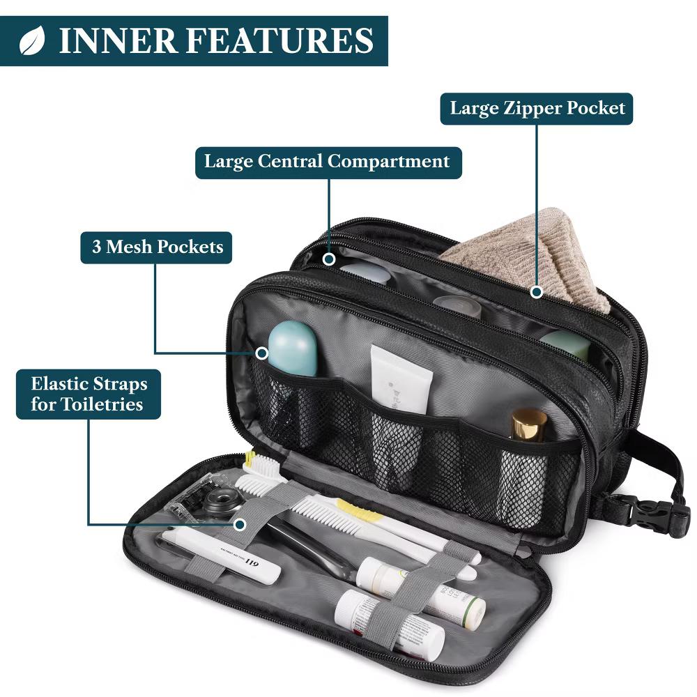 Toiletry Bag for Men, Travel Pouch Essentials Shaving Dopp Kit, Water Resistant Organizer Case Accessories - Image 6