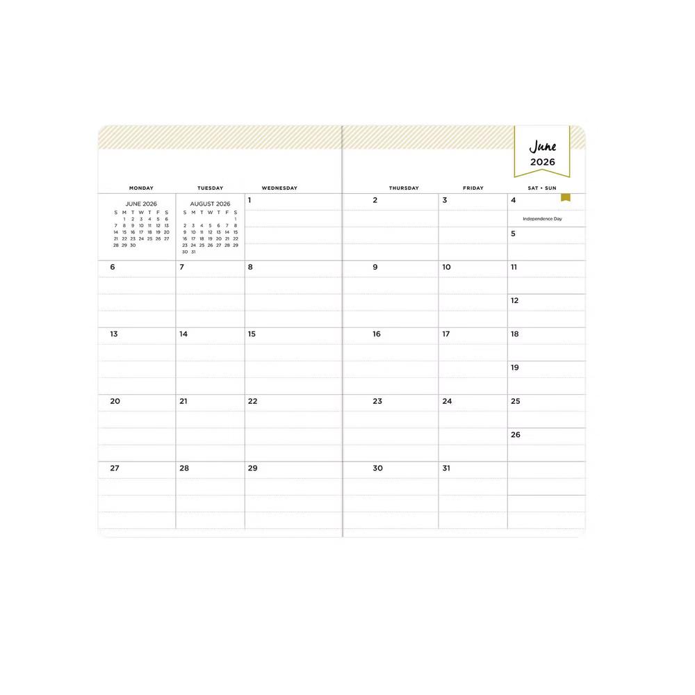 Day Designer 3.625"x6.125" 2026-2027 Planner Cabana Stripe Blue Matte Laminated Monthly 24 Months Stapled - Image 7