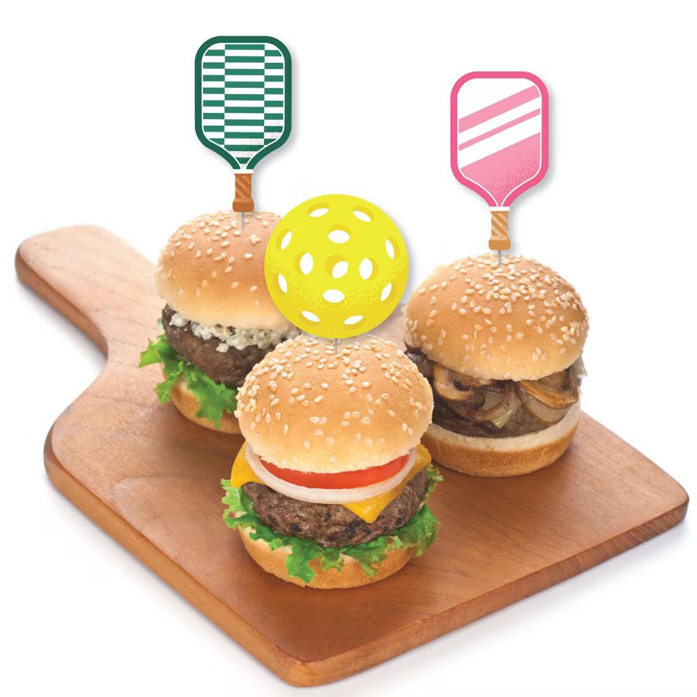 Pink Pickleball - Dessert Cupcake Toppers - Country Club Party Clear Treat Picks - Set of 24 - Image 3