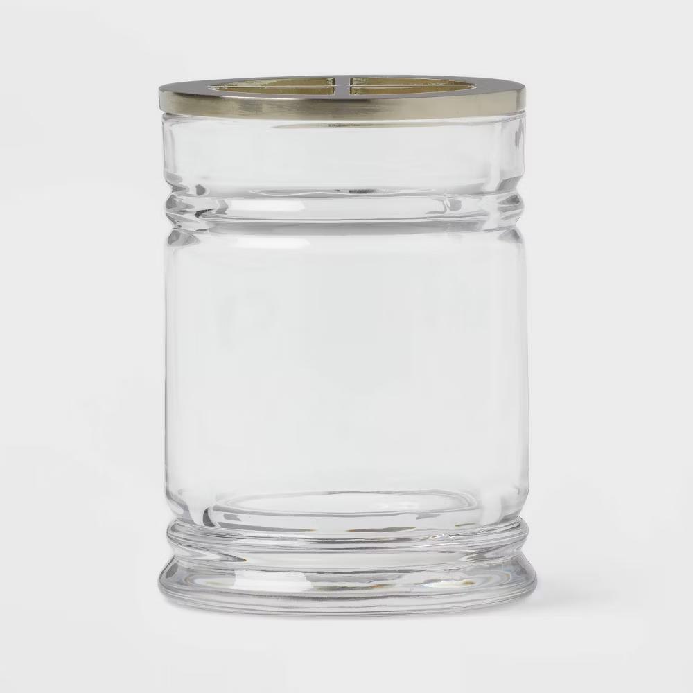Glass Toothbrush Holder Clear - Elegant Bathroom Accessory, Solid Pattern Glass Cup for Oral Hygiene - Image 2