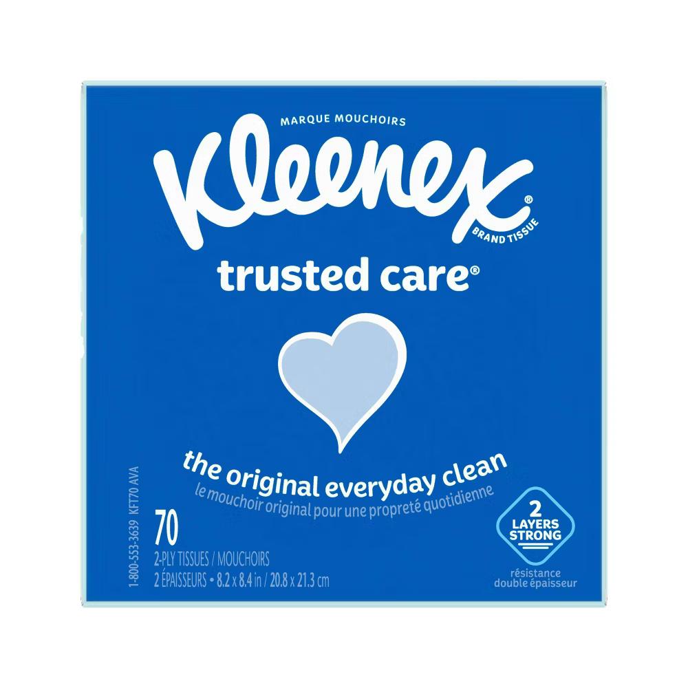 Trusted Care Facial Tissue - 4pk/70ct: Square, 2-Ply