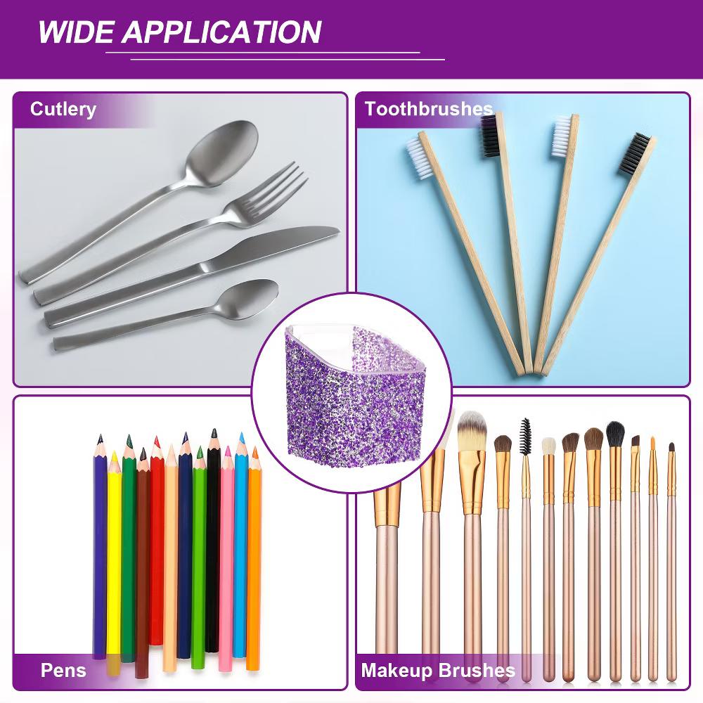 Rhinestone ABS Home Pencil Nail Art Tool Makeup Brush Holder - Image 21