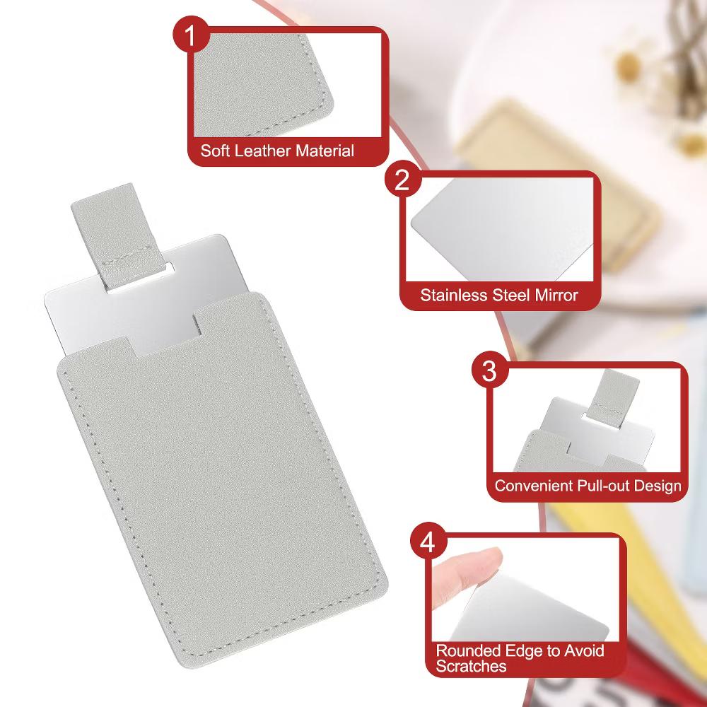 PU Leather Stainless Steel Travel Compact Mini Makeup Mirror - Image 9