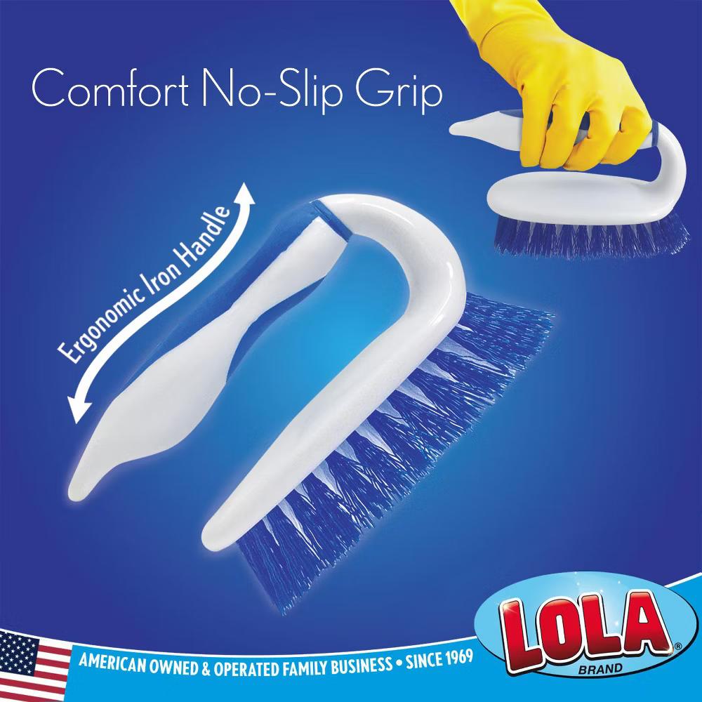 Iron Shaped Handled Scrub Brush, 3 Pack, Ergonomic Handle, No Slip Grip, Fiber Bristles, Heavy Duty Tile & Floor Cleaner - Image 2