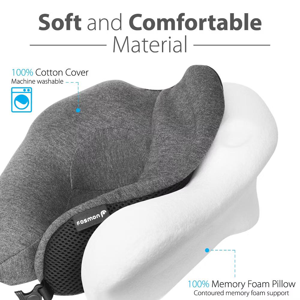 Neck Pillows for Travel Pillow, Travel Neck Pillow Airplane, Foldable Memory Foam Neck Pillow for Car Travel Sleeping, Washable Bag+Ear Plugs - Image 6