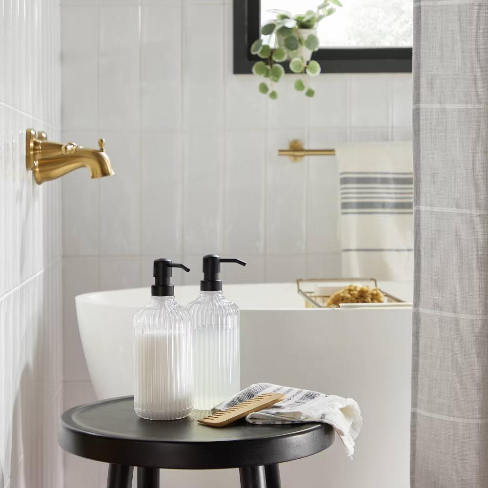 Fluted Acrylic Shower Dispenser - with Magnolia: Refillable Bathroom Accessory