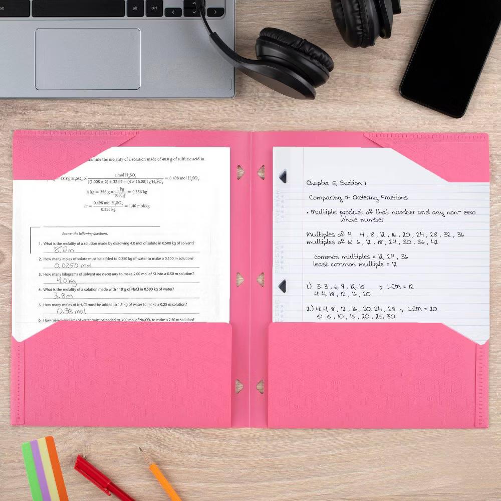 Five Star 2 Pocket Poly Portfolio Prom Pink