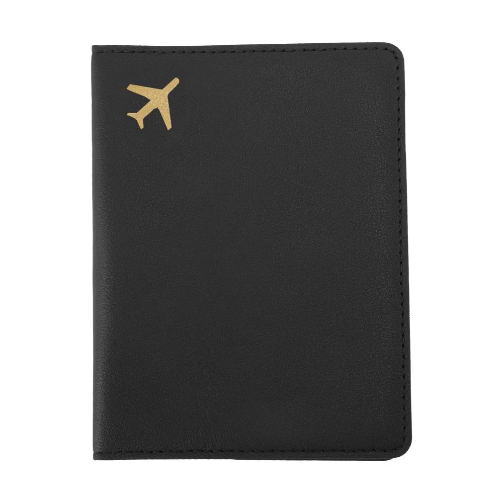 Gold-stamped Airplane Pattern Passport Holder 1 Pc