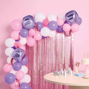 48ct Balloon Arch Garland Décor Kit with Backdrop Pink/Purple