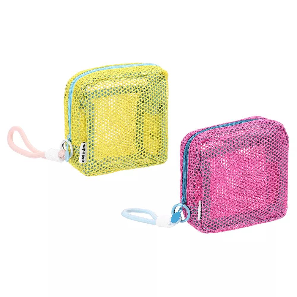 Mesh Travel Toiletry Organizing Zipper Mini Makeup Bag with Strap 4.7" - Image 39