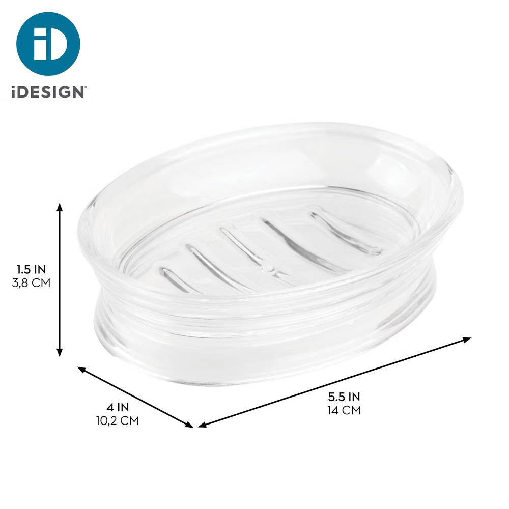Soap Dish for Bathroom Sink - Elevated Oval Stand for Countertop - Clear - Image 4