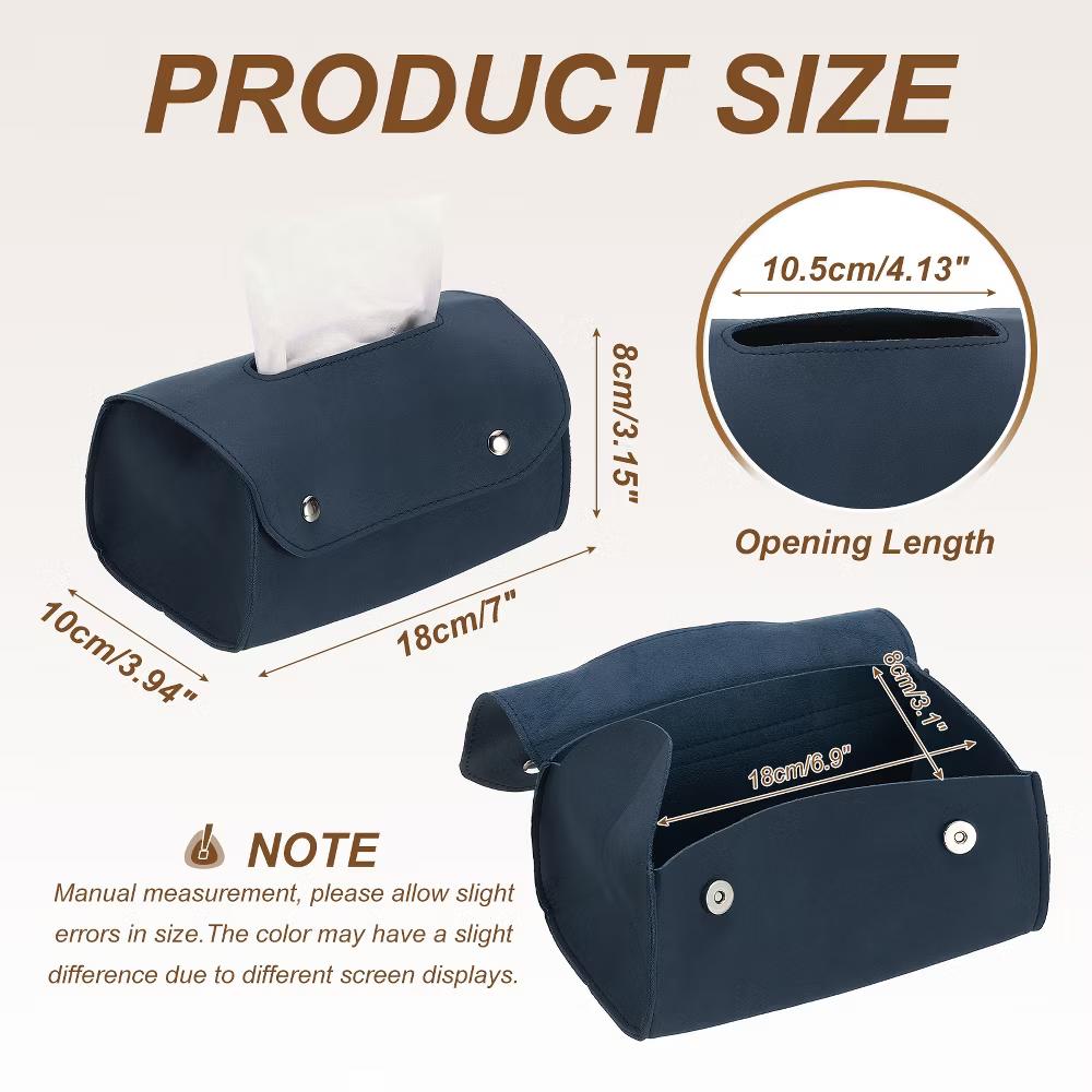 PU Leather Home Car Office Decorative Rectangular Tissue Box Cover - Image 10