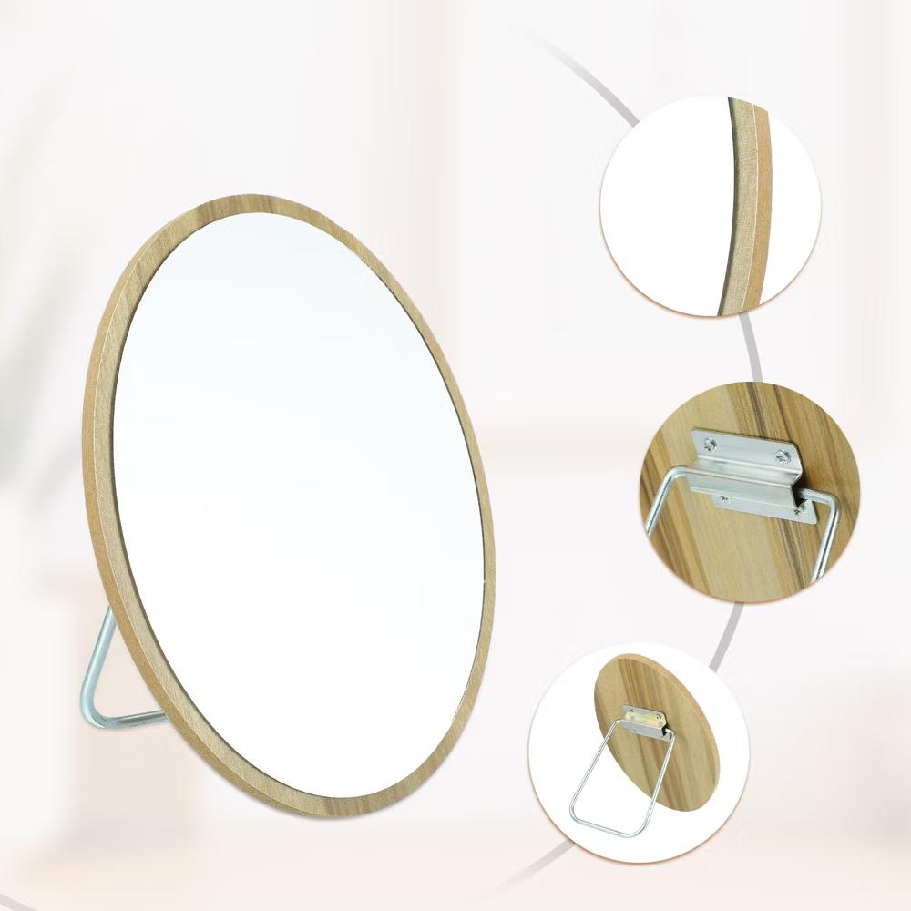 Natural Wooden Foldable Makeup Mirror Beige 1 Pc - Image 9