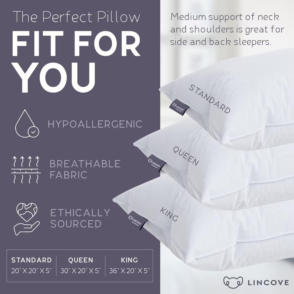 Lincove Resort Pillow – 3-Chamber Design, Hypoallergenic, 400TC Cotton Sateen, Recycled Fill, Made in Canada – 1 Pack - Image 8