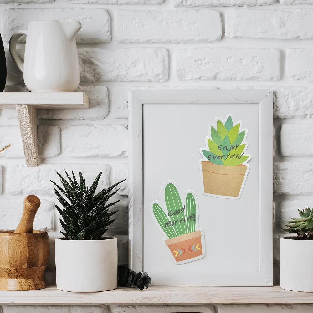 Cute Cactus Succulents Sticky Notes, Adhesive Memo Notepads for Home, Office, Work (Set of 6) - Image 5