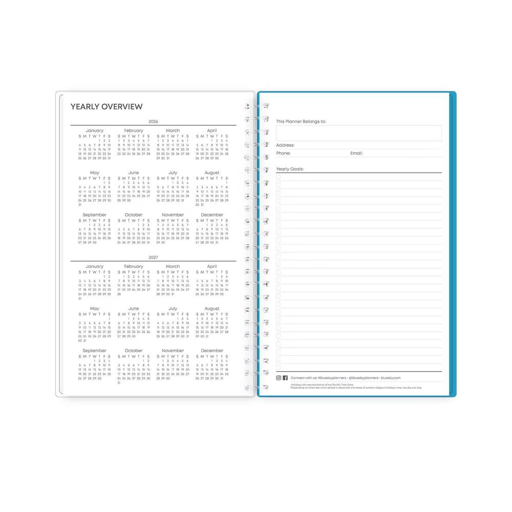 Blue Sky 5"x8" 2026-2027 Student Planner Dalla Weekly/Monthly Spiral NonTabbed