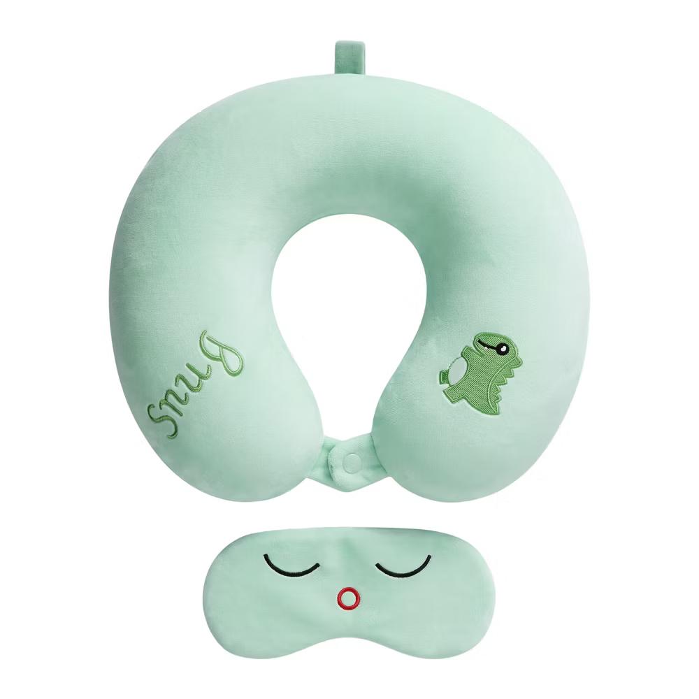 U‑Shape Memory Foam Travel Pillow Set with Decor Embroidery and Eye Mask 1Pc - Image 5