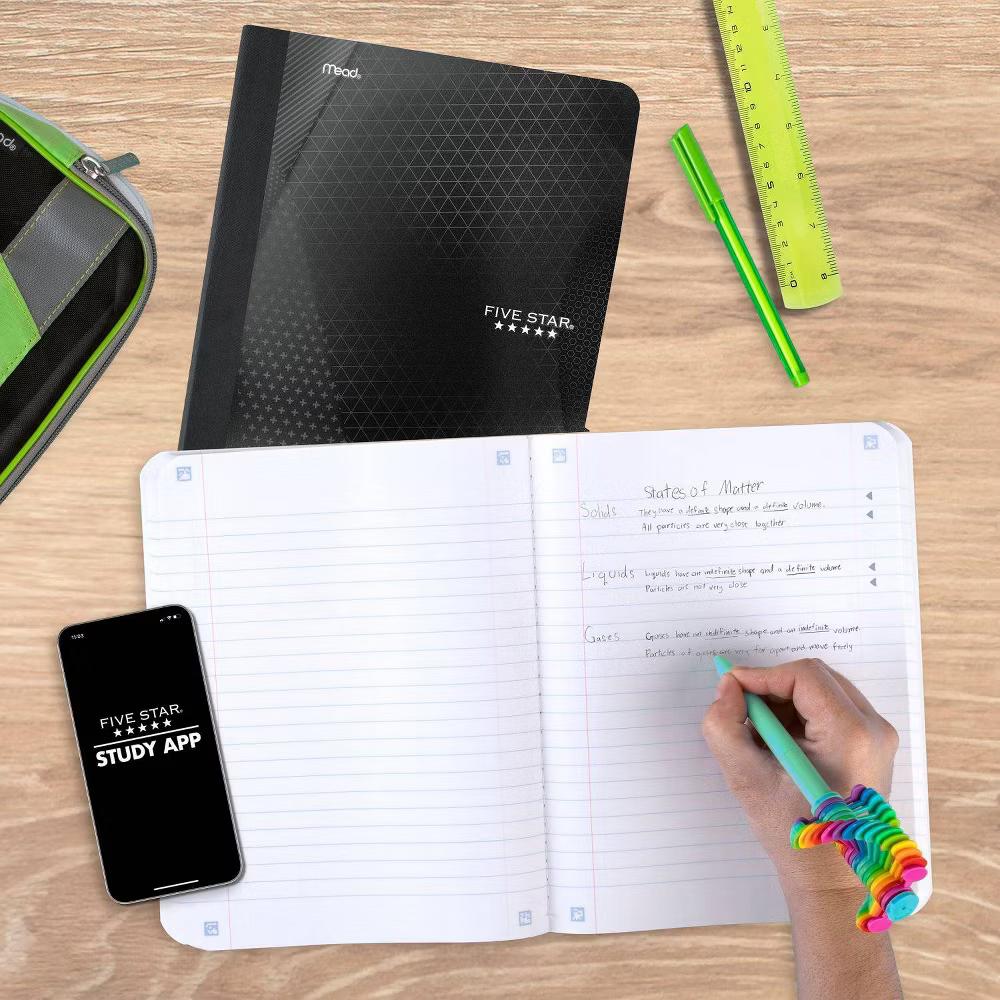Five Star 7.5"x9.75" Active Wide Ruled Composition Book Black - Image 5