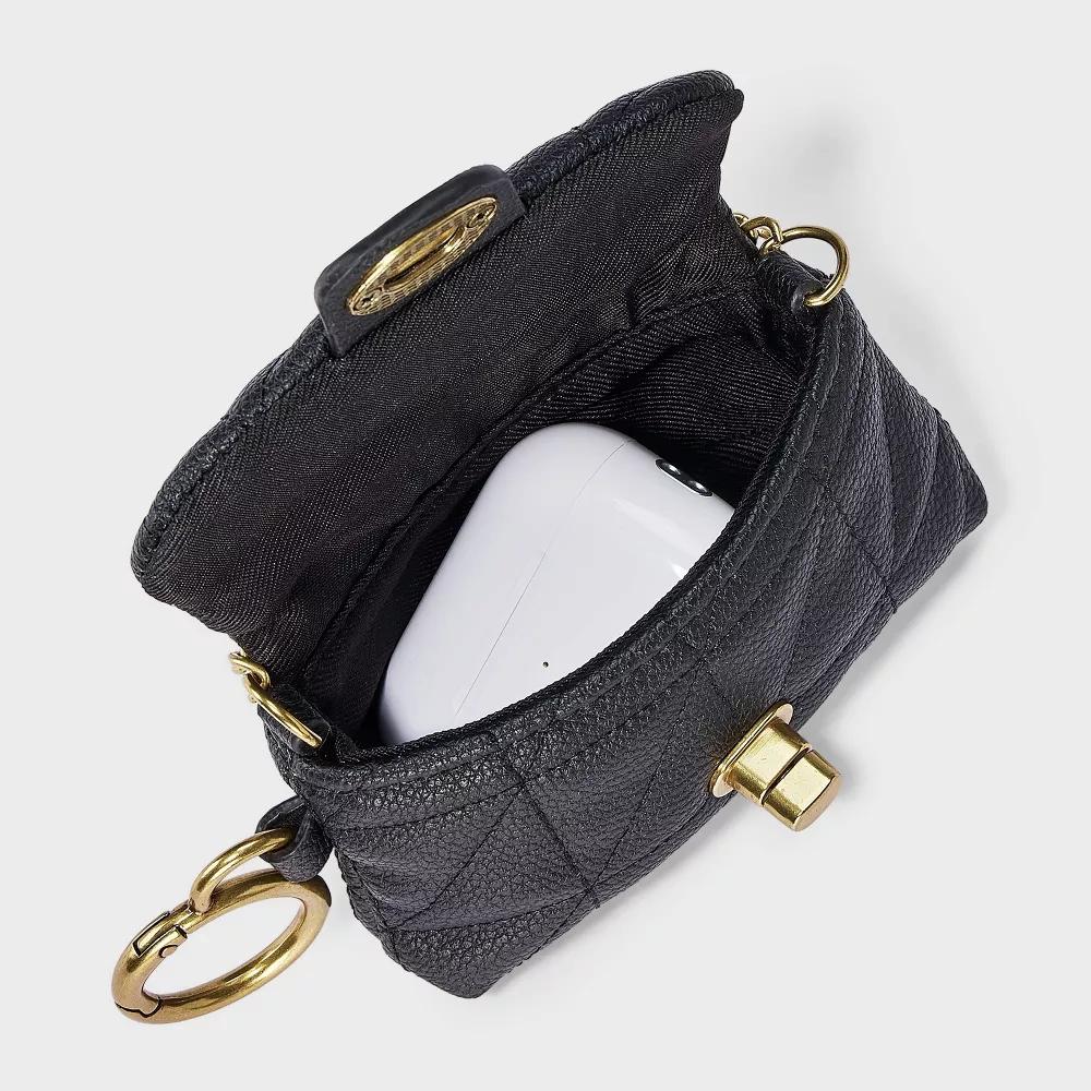 Quilted Turn Lock Clip On Pouch Bag Charm - Image 4