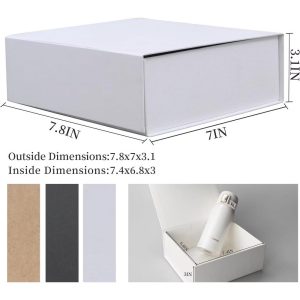 White Magnetic Gift Box 7.8x7x3.1 Inches Durable Collapsible Hard Board 1 Piece for Jewelry Candy Wedding Birthday Graduation