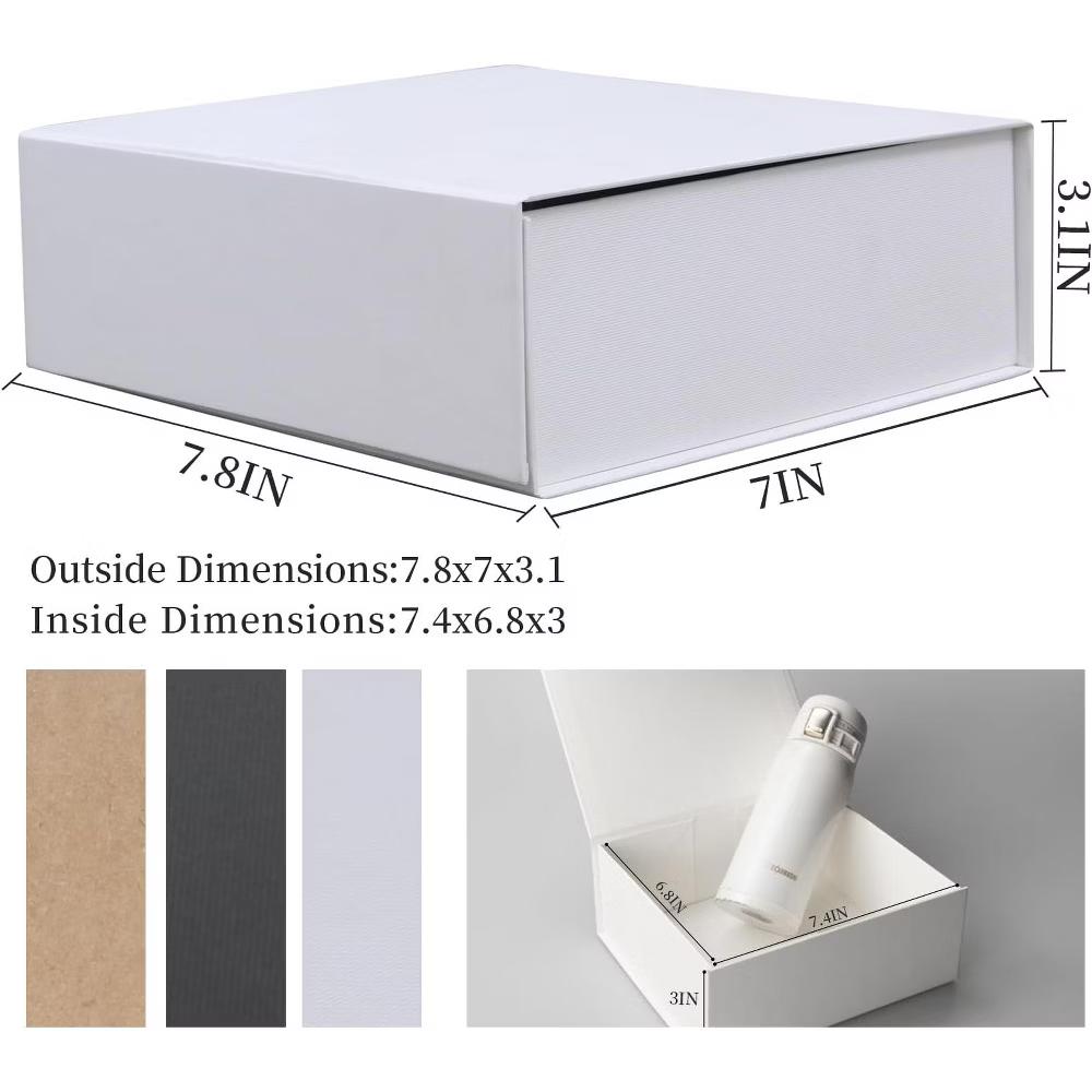 White Magnetic Gift Box 7.8x7x3.1 Inches Durable Collapsible Hard Board 1 Piece for Jewelry Candy Wedding Birthday Graduation