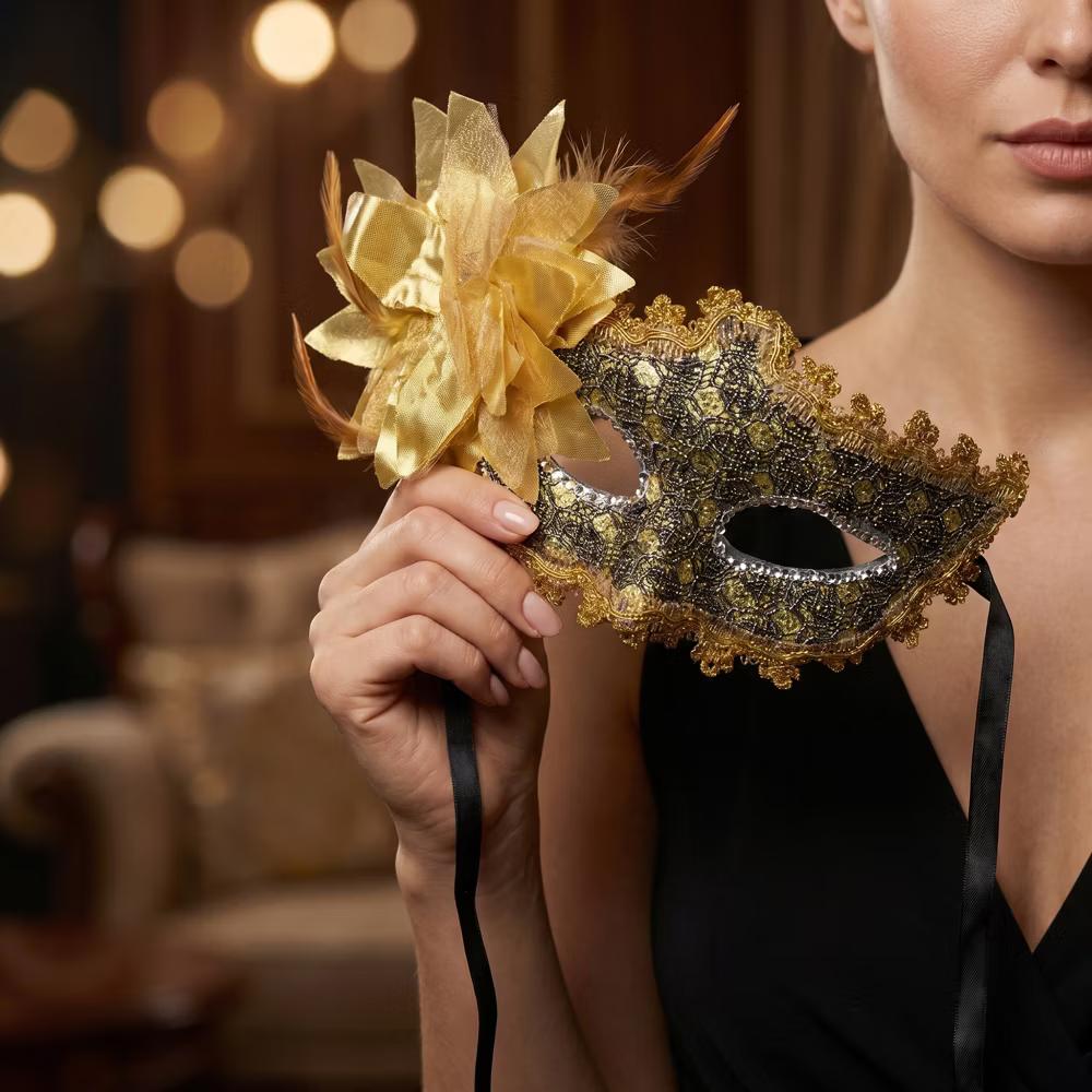 Venetian Masquerade Side Flower Rose Eye Mask for Halloween Costume Party Decor - Image 18