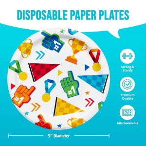 Say Hooray! Sport Spirit Sports Icons Party Disposable Paper Plates 9" - 32ct