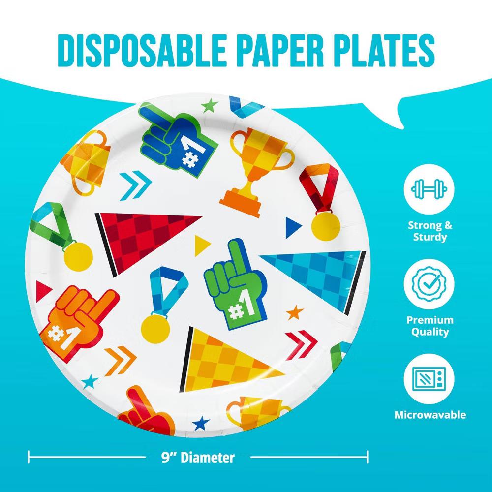 Say Hooray! Sport Spirit Sports Icons Party Disposable Paper Plates 9" - 32ct