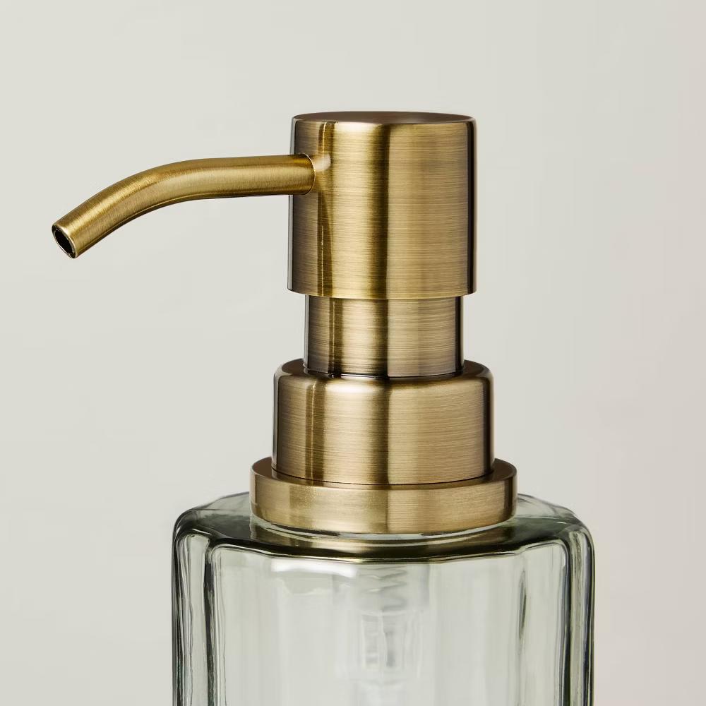 Fluted Glass Bathroom Soap Pump Light Green - with Magnolia - Image 3