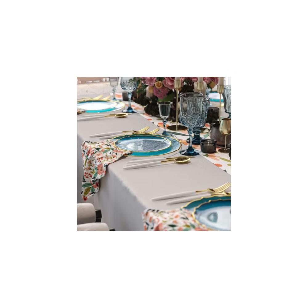 Trendables 40 Pieces Plastic Disposable Wedding Plates Set - 20 7.5" & 20 10" Thin & DelicateTinted Petals Plates with Rim - Image 5