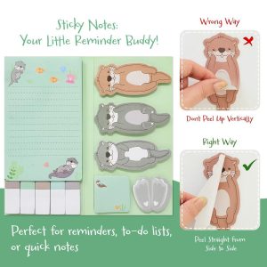 Sticky Notes Set, Memo Notepads, Book Tabs, Page Markers, Sticky Notes, Home and Office Supplies (440 Sheets Total), Otters