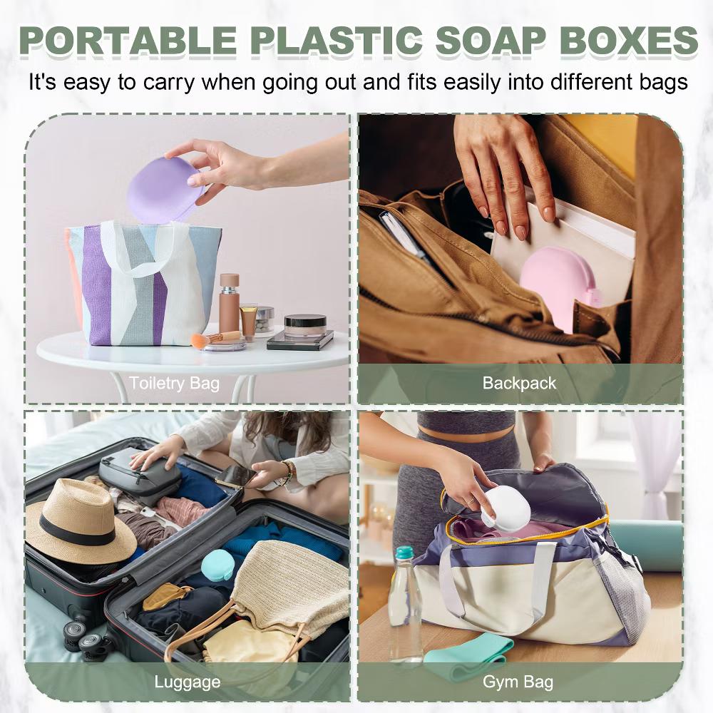 Soap Dish, Portable Travel Soap Box Waterproof Holder Case Round - Image 2