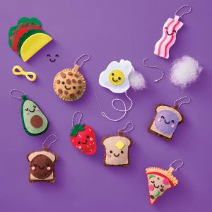 10ct Mini Felt Food Key Chain Sewing Activity Kit