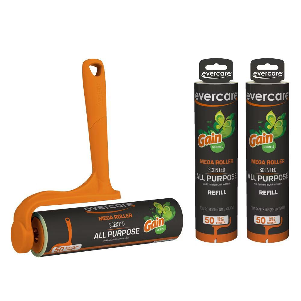 50 Sheet Mega Handheld Roller and Refills with Gain Scent