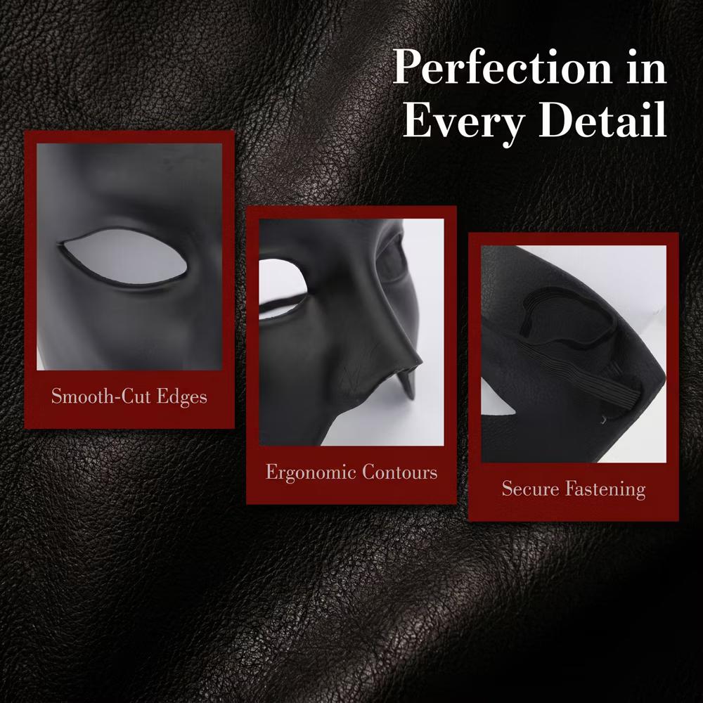 Plastic Half Face Mask for Halloween Costume Party and Mysterious Black Decor - Image 6