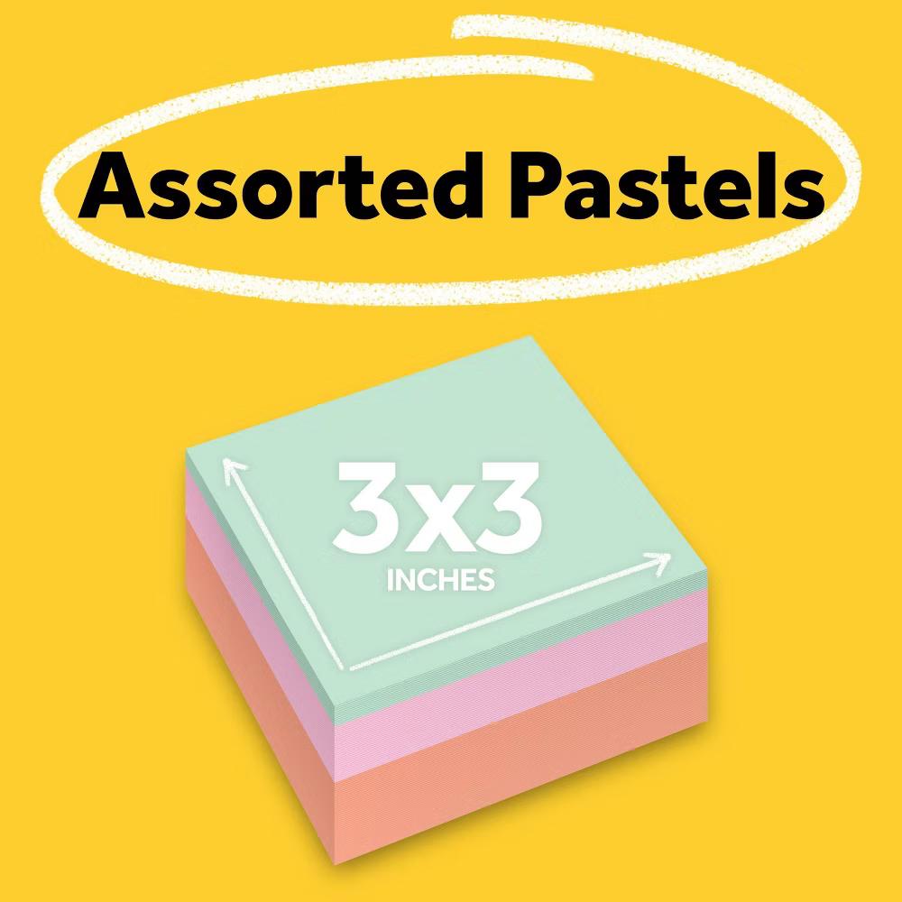 Notes Cube, 3" 3" - Assorted Colors, 400 Sheets/Cube: Multicolor Sticky Notes, Uncoated Paper, Glue Binding - Image 6