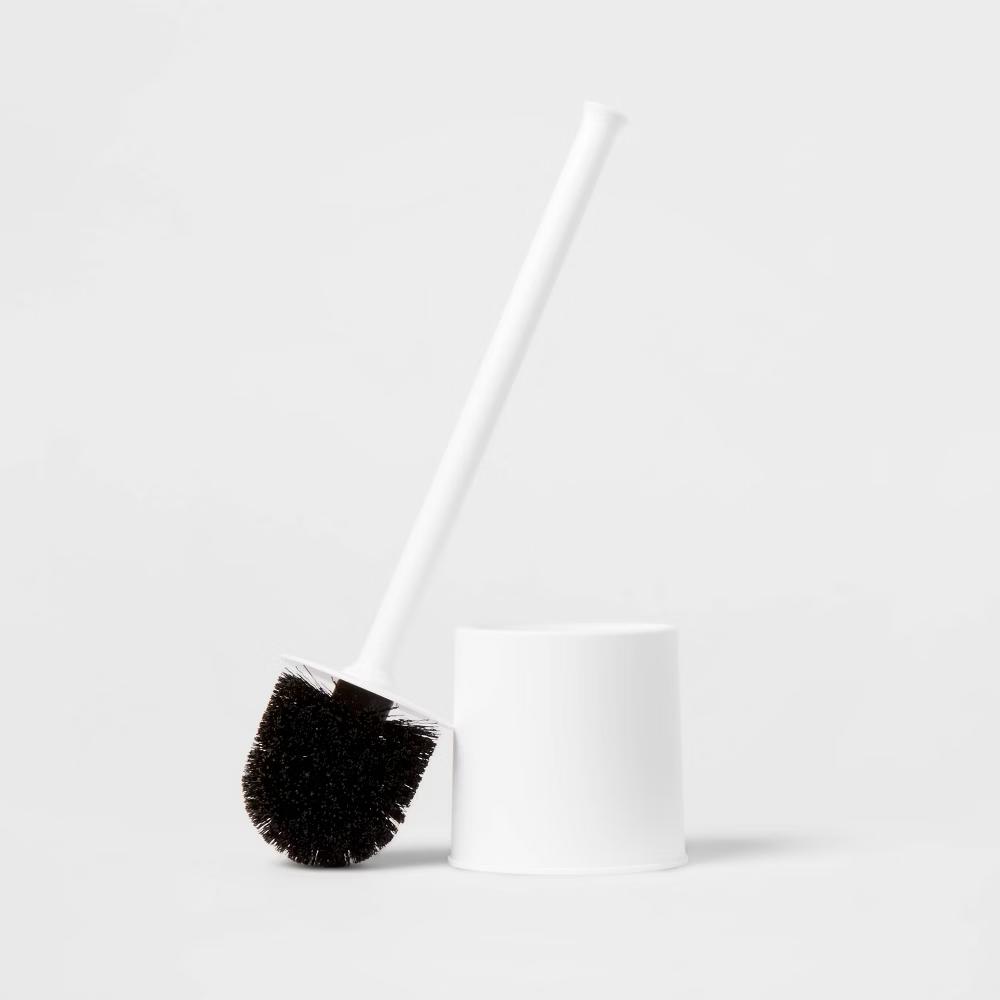 Toilet Brush White - Plastic Scrubber, Recyclable Holder, 16.25" Height - Image 3
