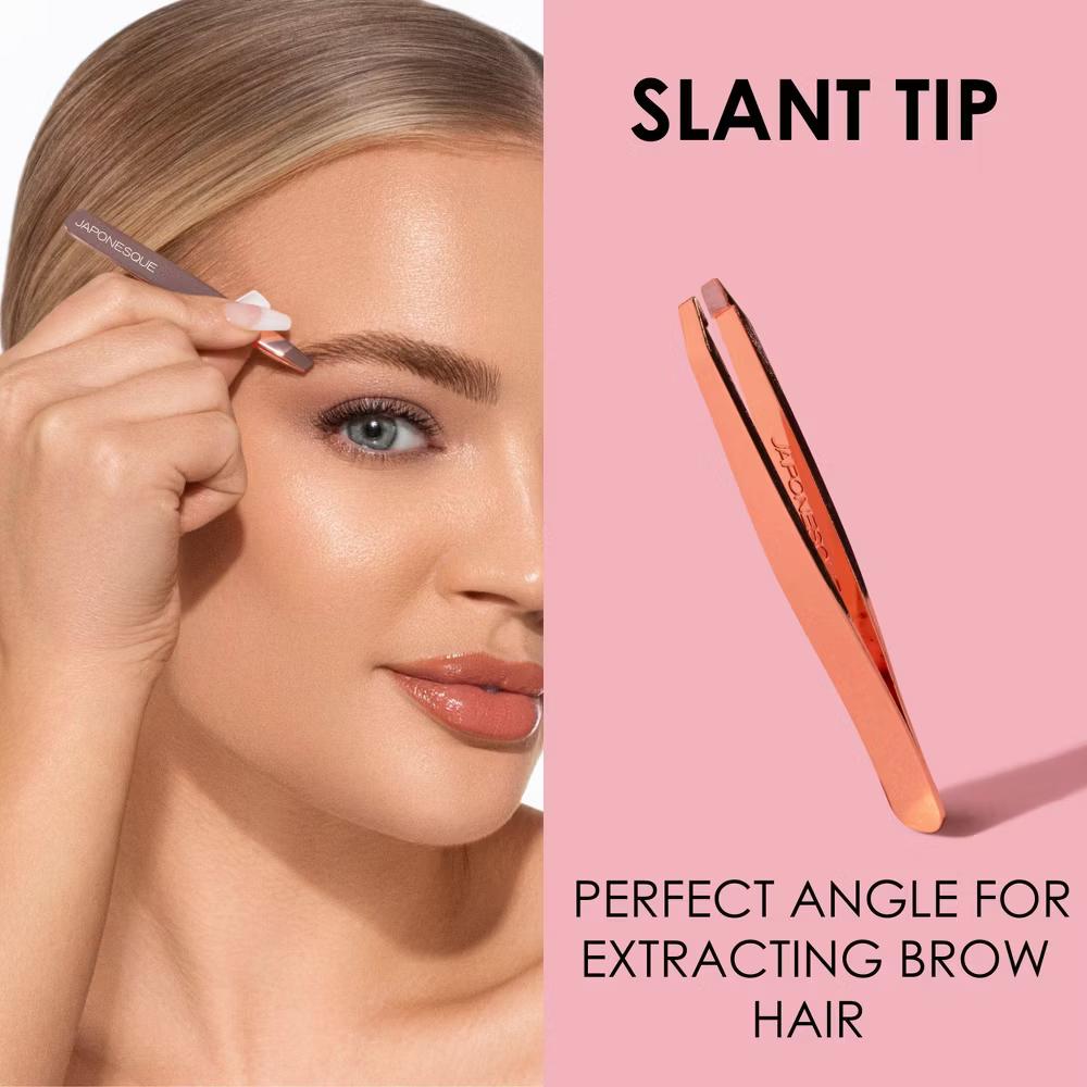 JAPONESQUE Pointed-Slant & Slant Tweezers - Rose Gold: Stainless Steel Beauty Tools, Non-Toxic, 2-Piece Set - Image 8