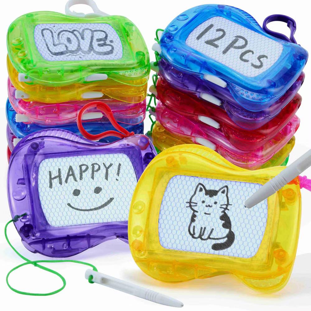 12 Pcs Mini Magnetic Drawing Board, 6 Erasable Keychain Drawing Board, Writing Pad Boys and Girls Classroom Prize, Birthday Goodie Bag Stuffers