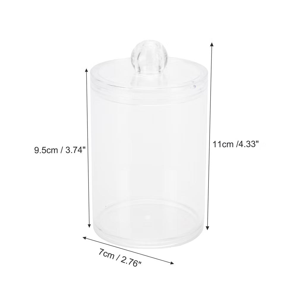 Lid-round Cup Acrylic Cotton Swab Jar for Bathroom Clear 1 Pc - Image 4