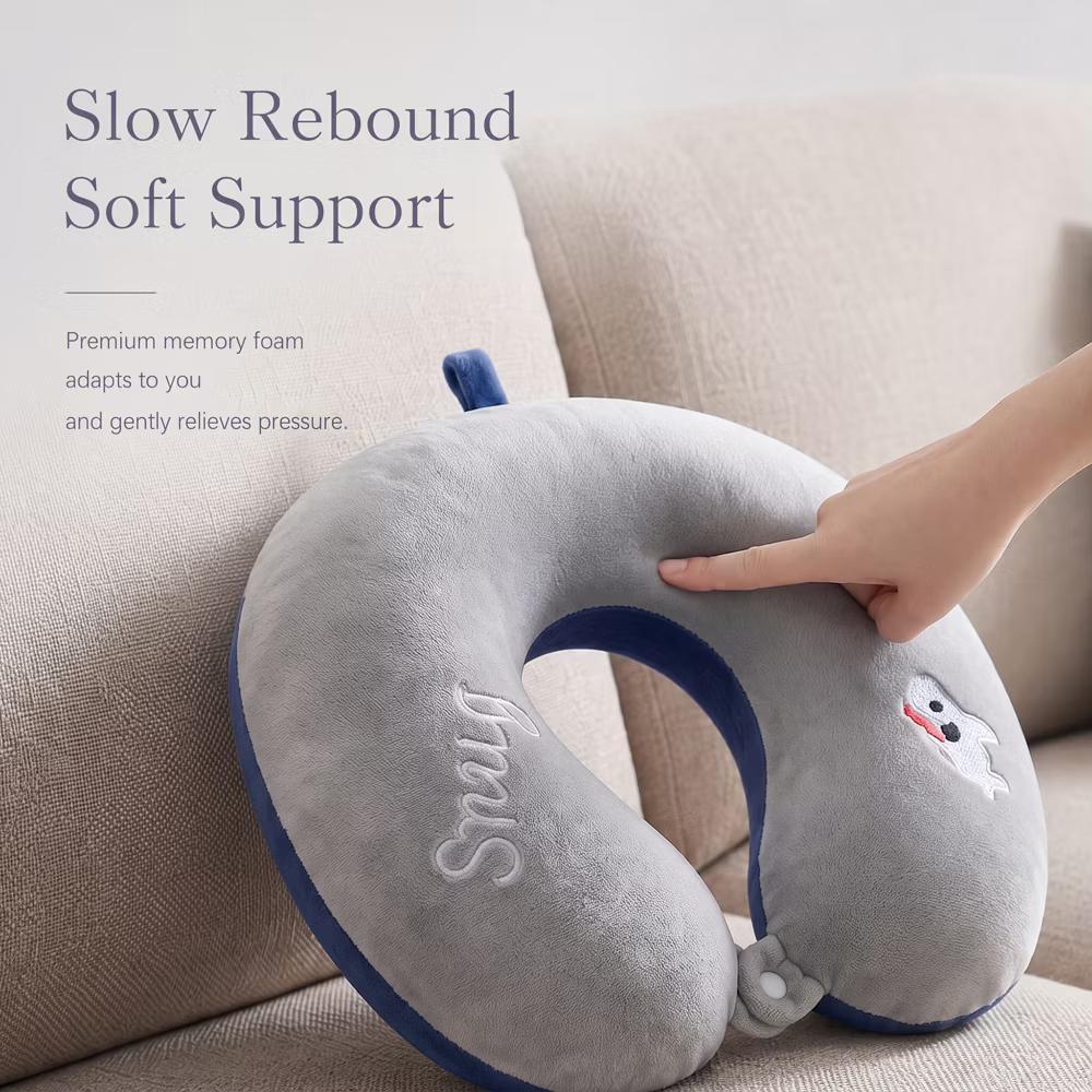 U‑Shape Memory Foam Travel Pillow Set with Decor Embroidery and Eye Mask 1Pc - Image 6