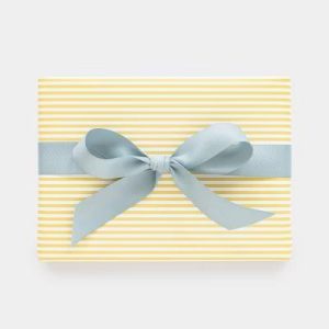 118"x30" Striped Gift Wrapping Paper Buttercream Yellow/White