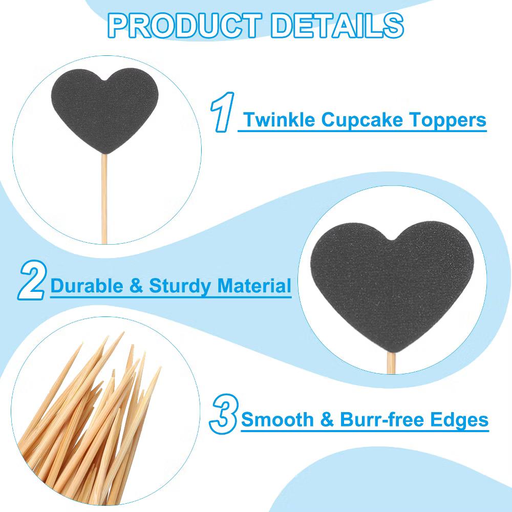 Wedding Engagement Birthday Decoration Heart Shape Cupcake Toppers Picks 50 Pcs - Image 5